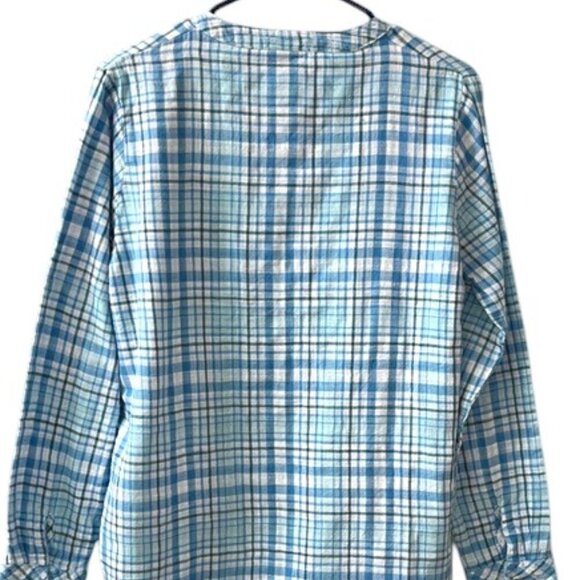 The Vermont Country Store Blue Plaid Gingham Popover Top - Picture 5 of 9